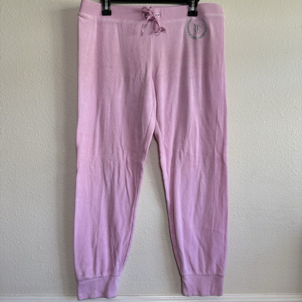 Juicy Couture‎ Pink Velour Jogger Pants Tracksuit Bottoms Size Large Y2K 90s